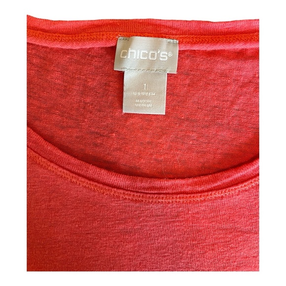Chico’s Relaxed Linen Tee Melon Size 1 (S) - Picture 4 of 5